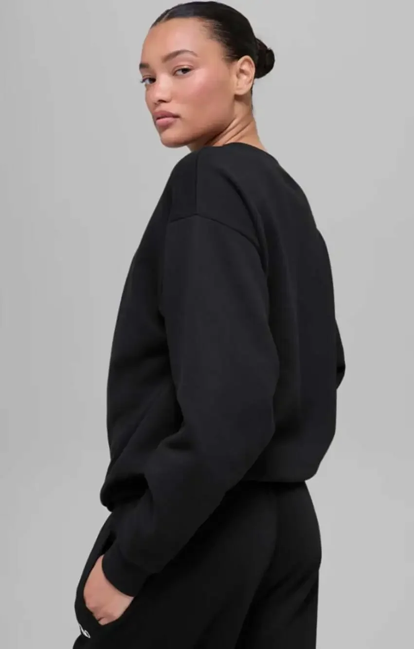 Alo Yoga Accolade Crew Neck Pullover in Black Size Small